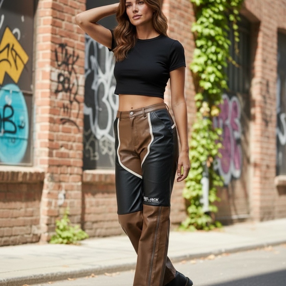 Trendy Two-Tone Women's Wide Leg Pants